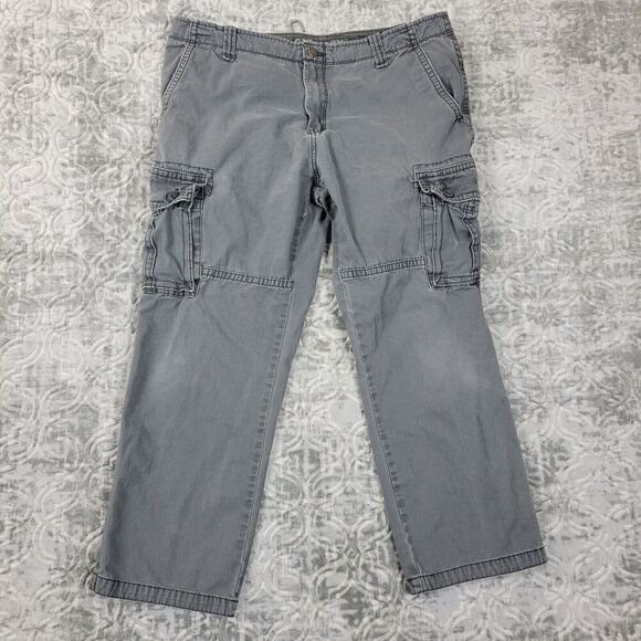 Old Navy Pants Mens 38x28 Gray Cargo Workwear Straight Leg Relaxed Fit Cotton - Picture 1 of 14
